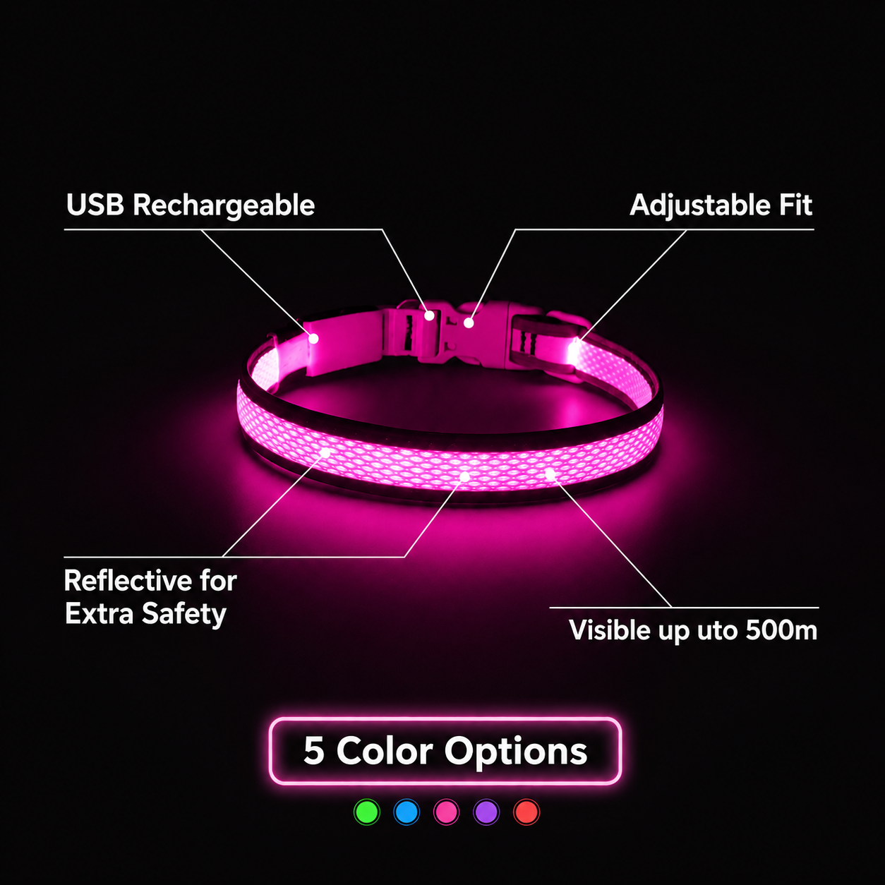 DogPlanet™ Glow Collar (USB rechargable)